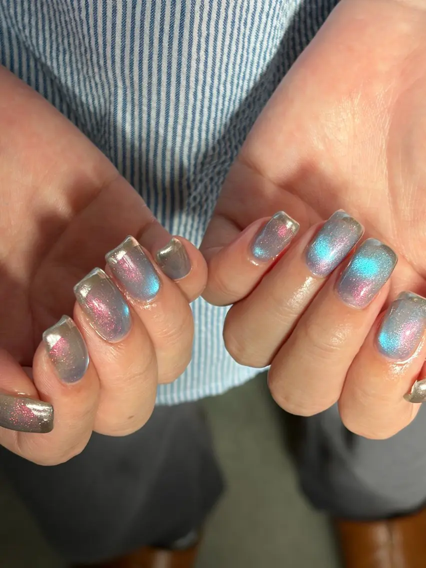 ネイル フレンチネイル ジェルネイル キラキラネイル マグネットネイル ミラーネイル ハンドネイル tamu nail 　金町のネイルデザイン