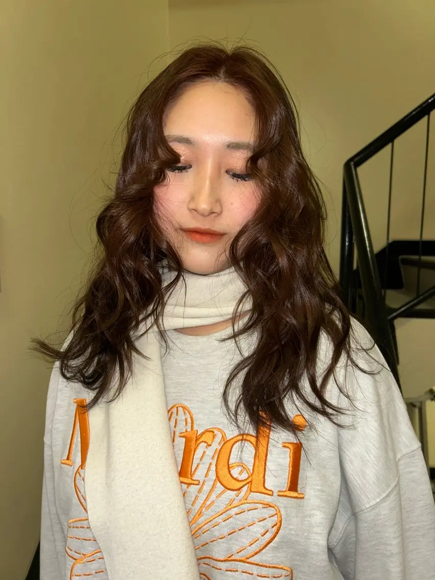 ロング カラー ブラウンカラー オレンジ ヘアカラー トリートメント ☕️結【suii.】 ボブ/ヘアセット☕️のヘアスタイル