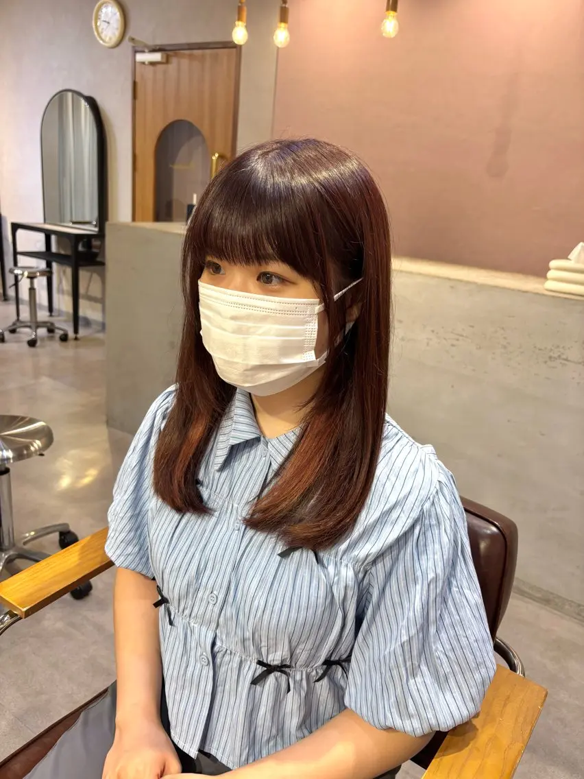 セミロング ピンクブラウン 野口 咲愛のヘアスタイル