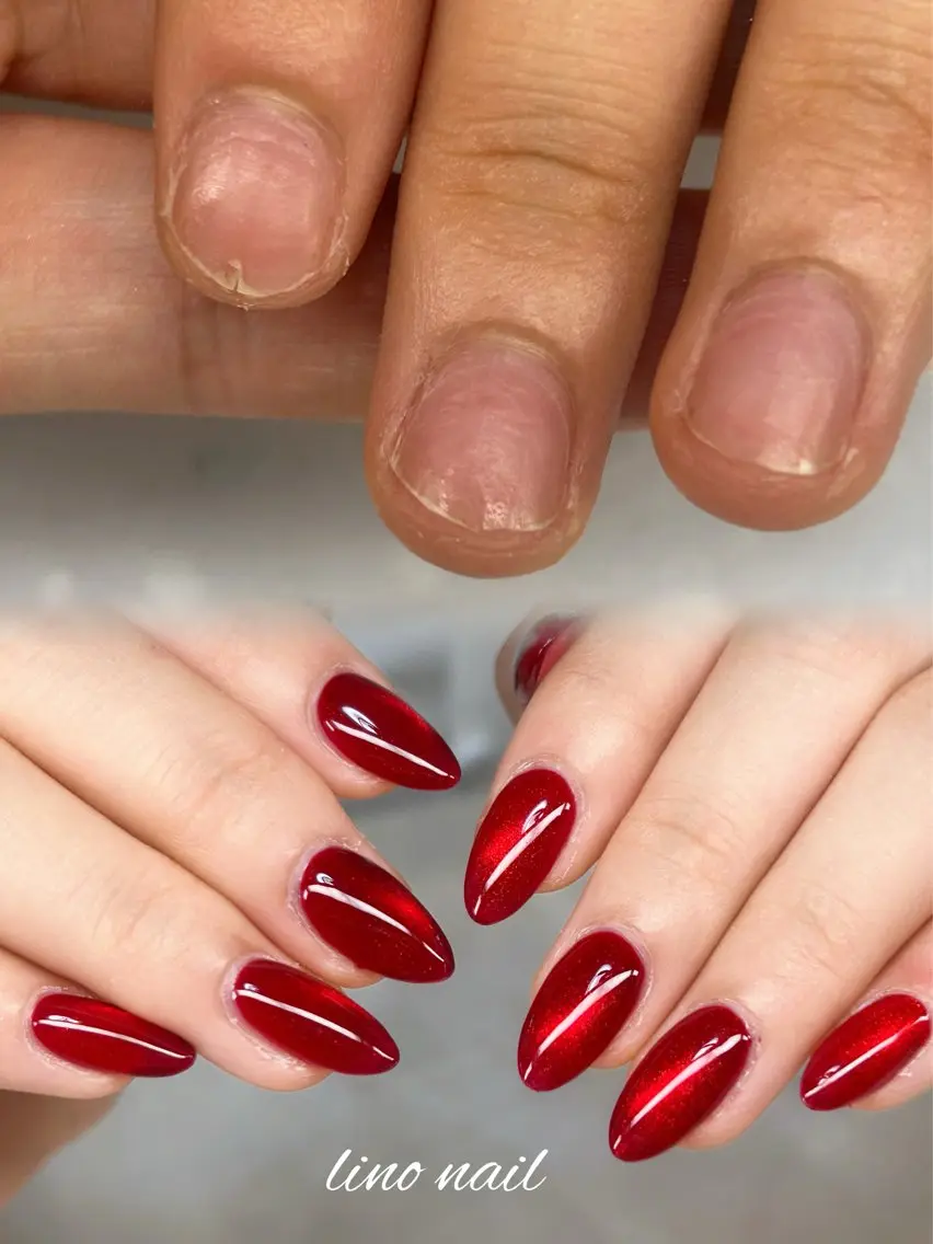 ネイル アートネイル チークネイル 成人式 入学式 長さ出し ハンドネイル Lino Nailのネイルデザイン