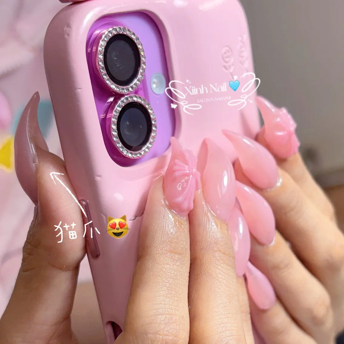 ネイル チークネイル 桜ネイル 長さ出し フットネイル ジェルネイル ハンドネイル XIINH NAIL SALONのネイルデザイン