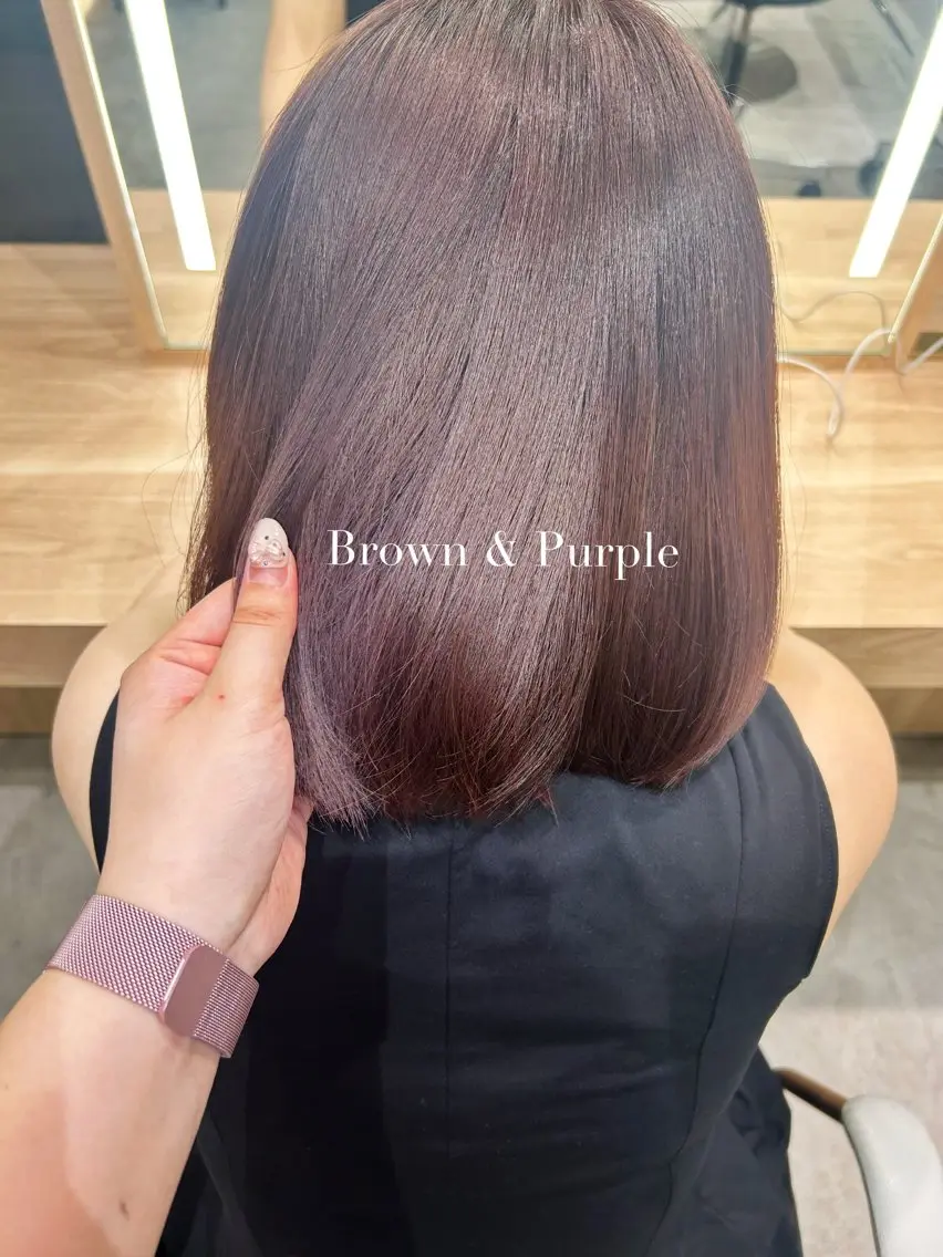 ショート カラー ブラウンカラー 透明感カラー パープルカラー yuina/🫧 艶感カラー🫧のヘアスタイル