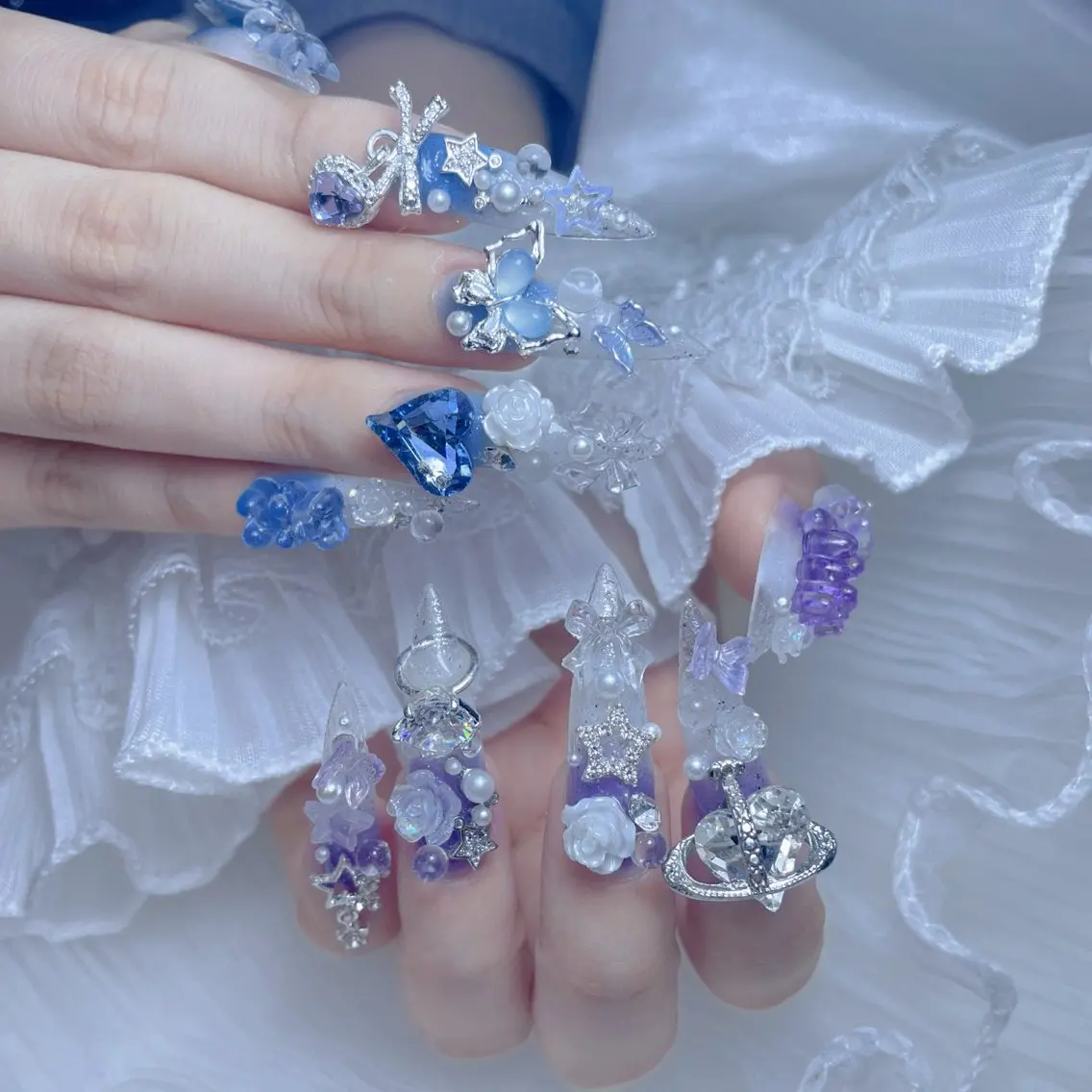 ネイル クリアネイル ハート キラキラネイル 韓国ネイル マグネットネイル ハンドネイル princess スカルプ専門店のネイルデザイン