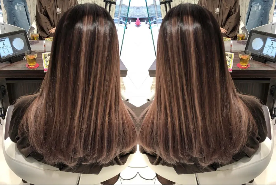 セミロング カラー ヘアアレンジ ショートボブ シールエクステ バレイヤージュ デザインカラー ハイライトカラー アンドウ ユウ/ レイヤーカット/韓国のヘアスタイル