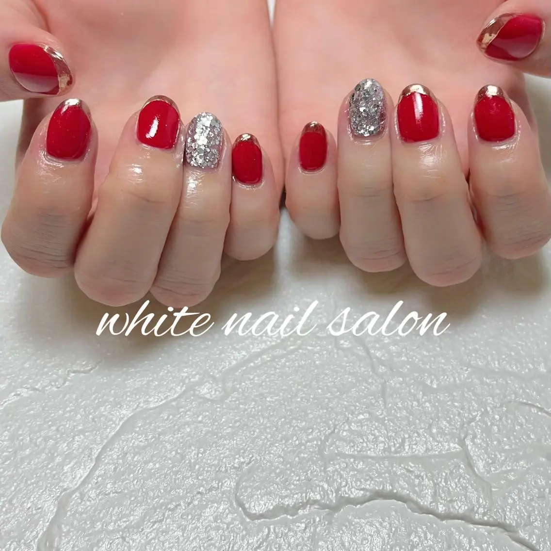 ネイル フットネイル ジェルネイル ハードジェル ラメ(グリッター) 持ち込み ハンドネイル white nail salonのネイルデザイン