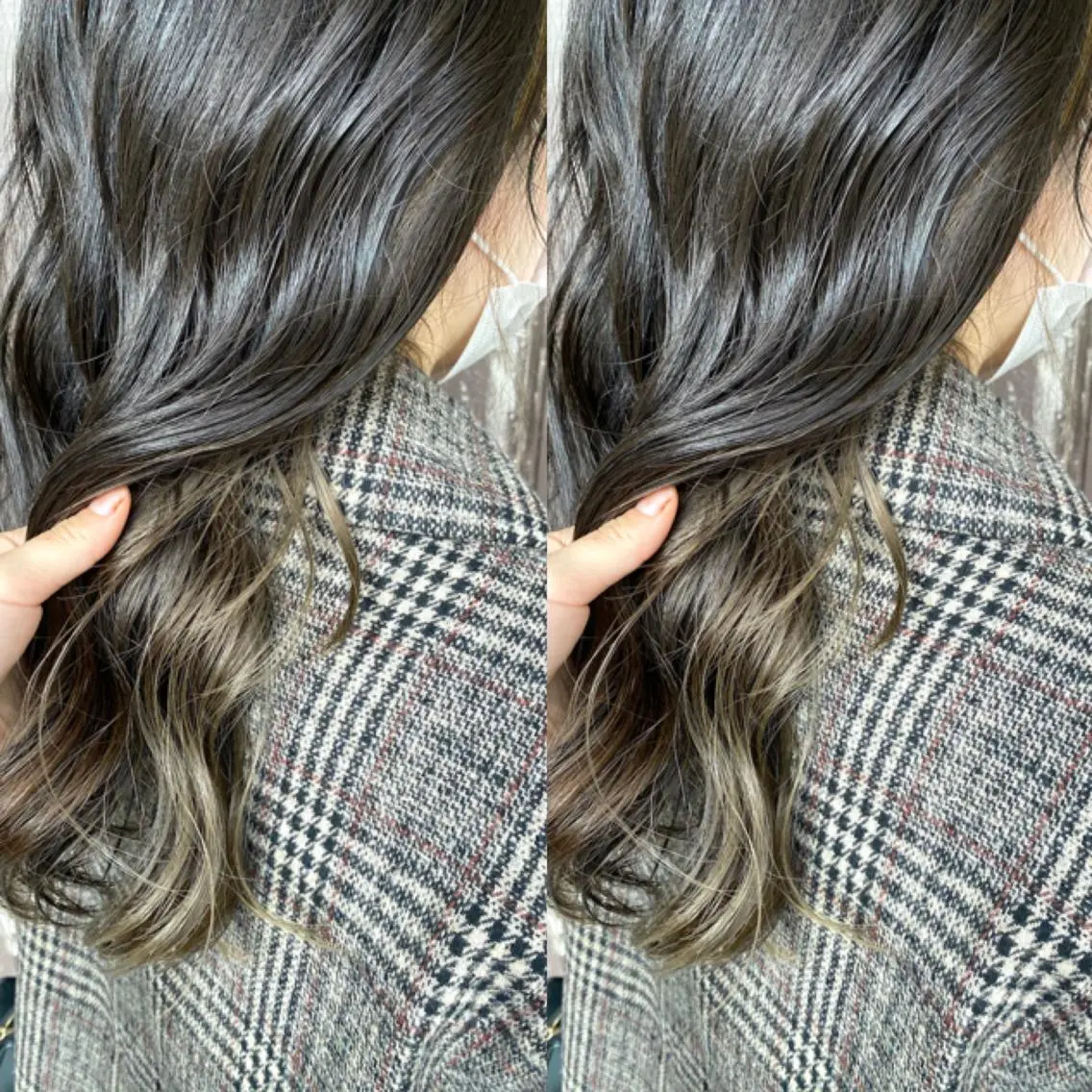 セミロング カラー グレージュ オリーブグレージュ オリーブグレー ヘアカラー 川越 輝梨奈のヘアスタイル