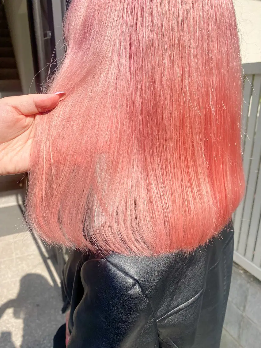 ミディアム カラー オレンジ ピンクカラー Chérie Honokaのヘアスタイル