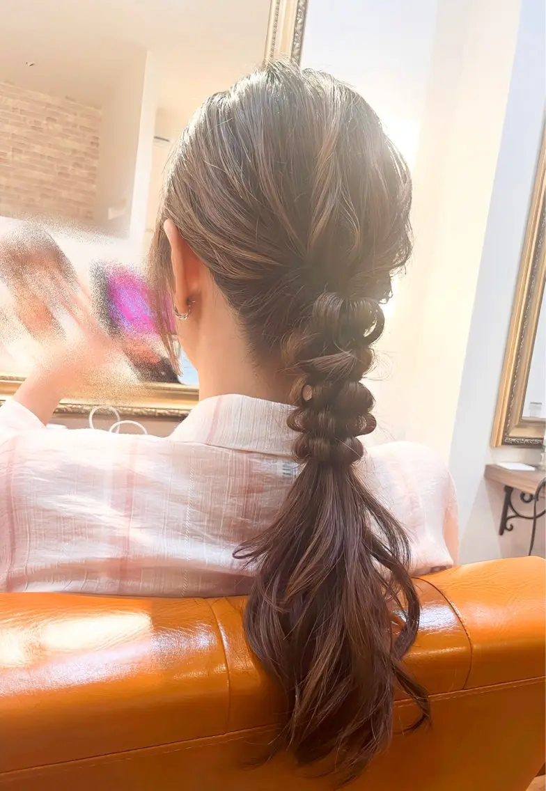 ヘアアレンジ ポニーテール ヘアセット 仲宗根 萌恵のヘアスタイル