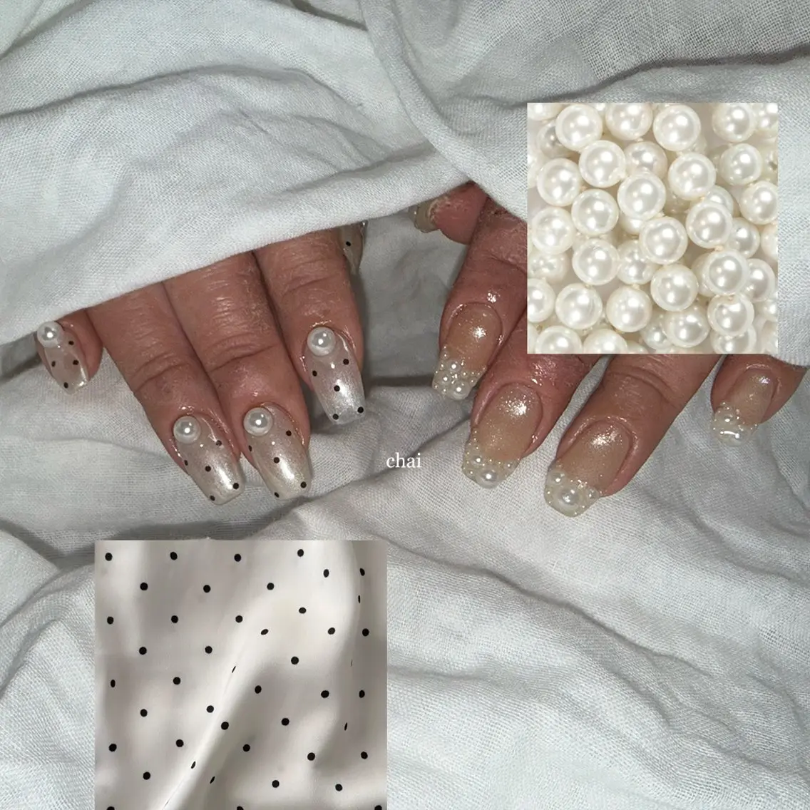 ネイル ドット フレンチネイル ハンドネイル chai nail + eye📍鶴橋のネイルデザイン