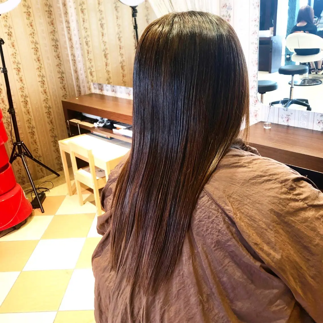セミロング カット ヘアカラー エクステ EARTH長岡 🌼渡辺まい🌼のヘアスタイル