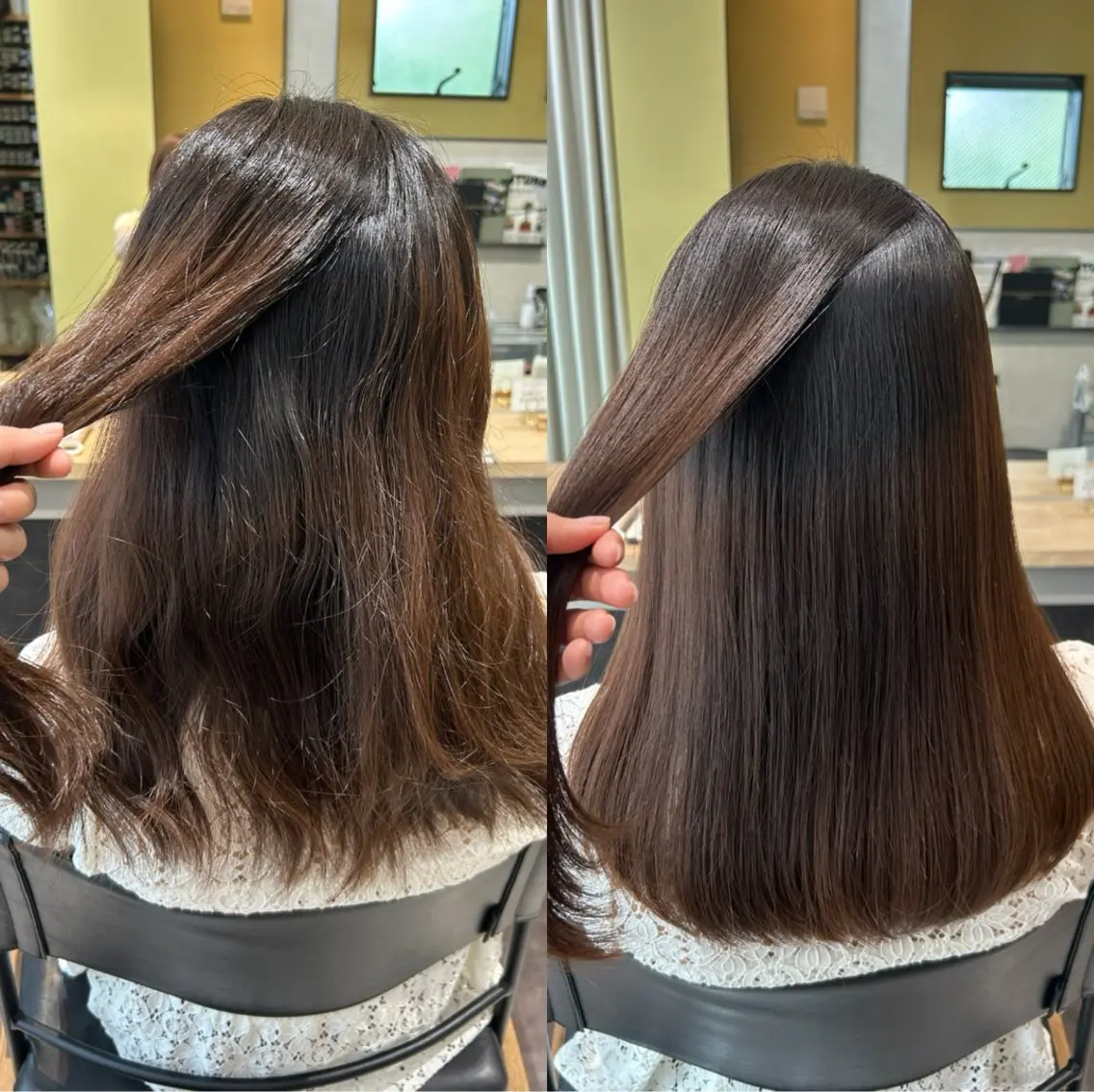 ロング パーマ 髪質改善 ストレートパーマ カット 縮毛矯正 トリートメント hubhair レイヤー/透明感のヘアスタイル