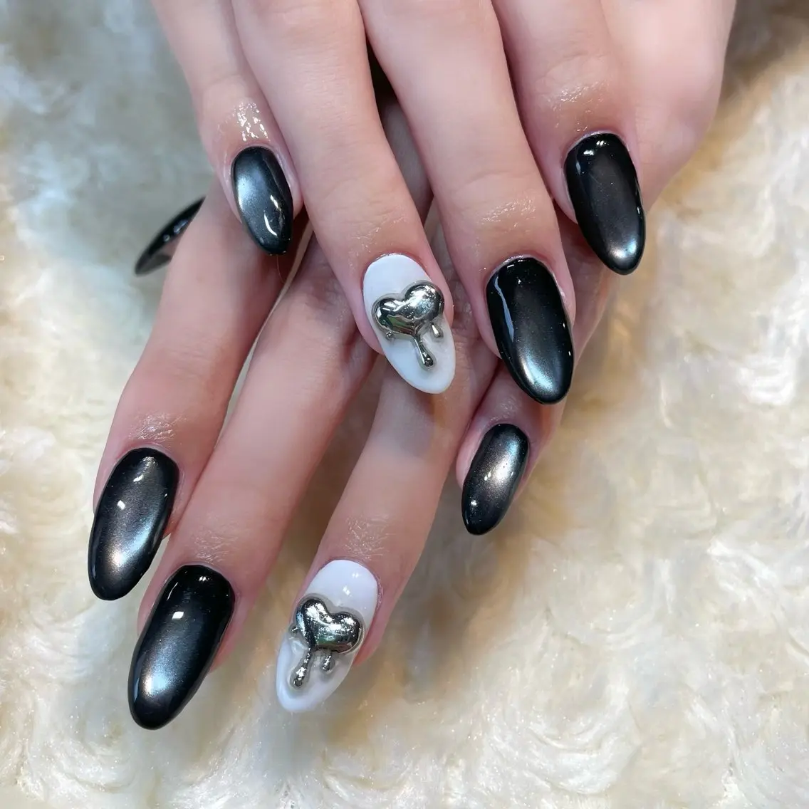 フレンチ・ラメグラデ・ハートマグネット・マット・重ね塗り 💅🏻 (オフ込)新規¥5800再来¥6000の写真