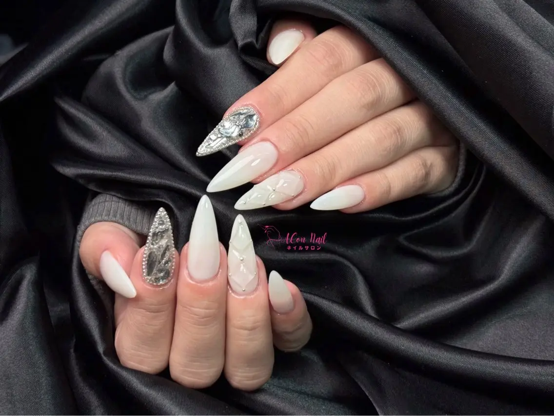 ネイル 桜ネイル 長さ出し フラワーネイル フレンチネイル ジェルネイル ハンドネイル ACon NailSalonのネイルデザイン