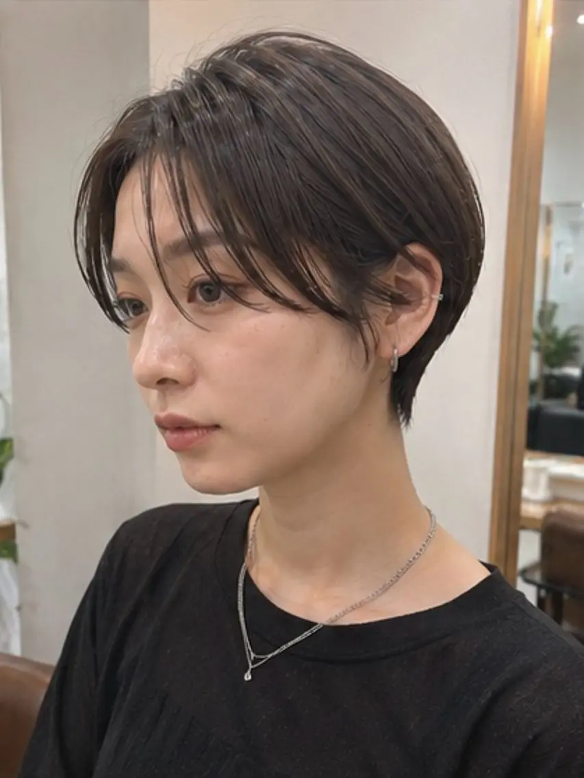 ショート 丸みショート ボブ 顔周りカット 髪質改善 韓国風ヘア カット ヘアカラー トリートメント 丸みショートボブ Narumi✂︎のヘアスタイル