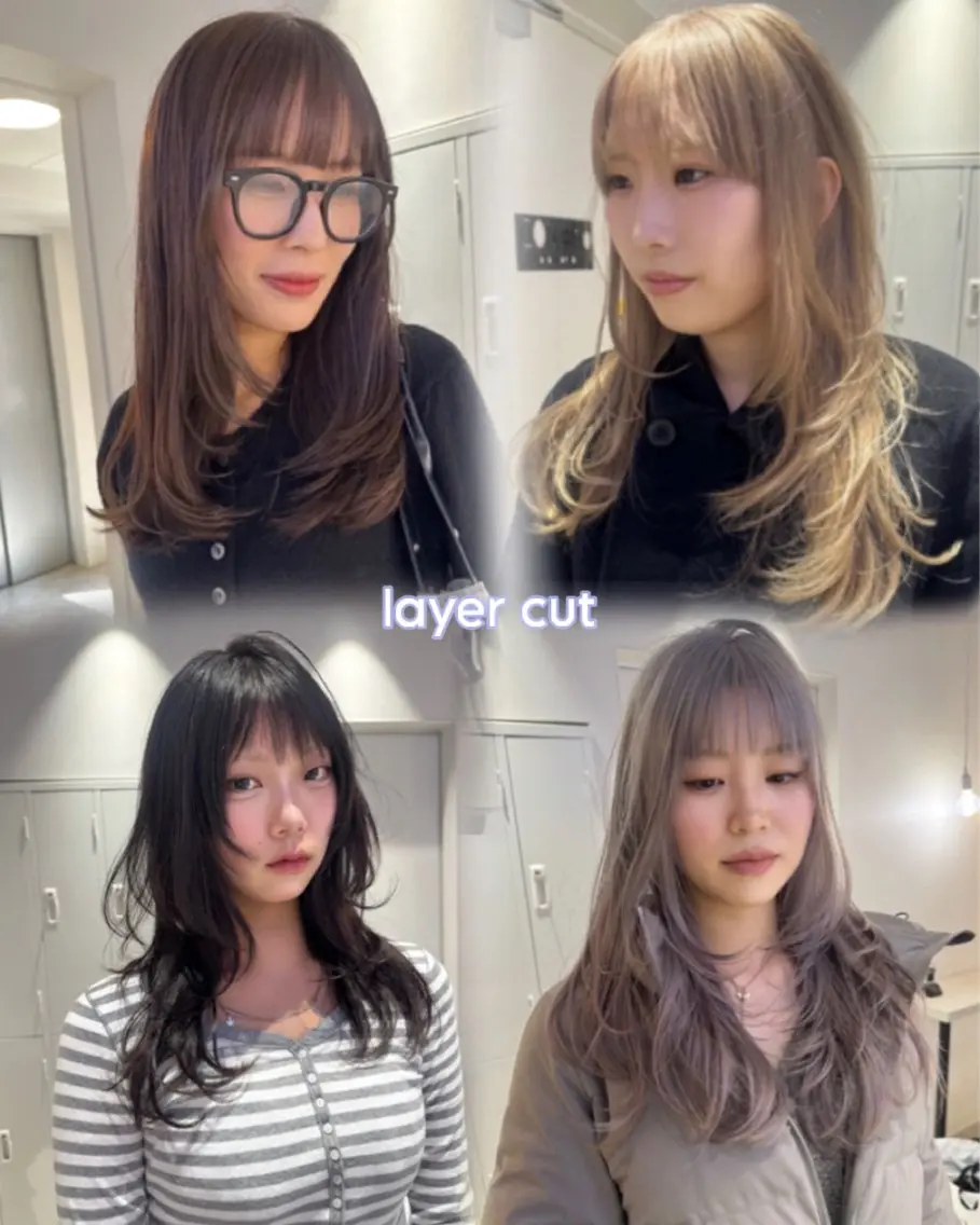 セミロング カラー レイヤーカット カット トリートメント Ami/艶カラー/ レイヤー/ハイトーンのヘアスタイル