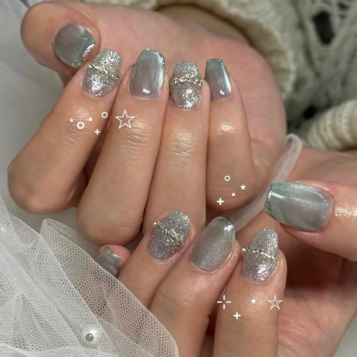 ネイル 水色 ハンドネイル WOLTOKYO渋谷 yunaのネイルデザイン