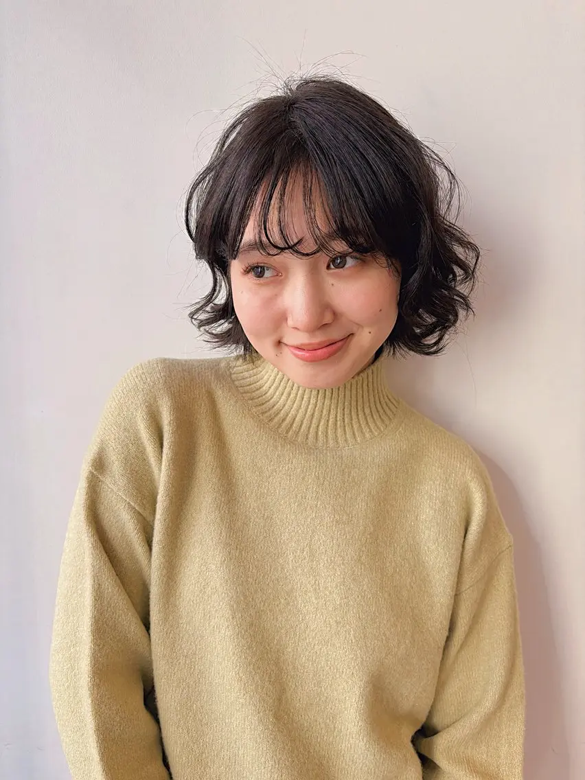 ミディアム パーマ ミディアムパーマ ボブ ボブ/ミディアム 親しみやすさ/さくらのヘアスタイル