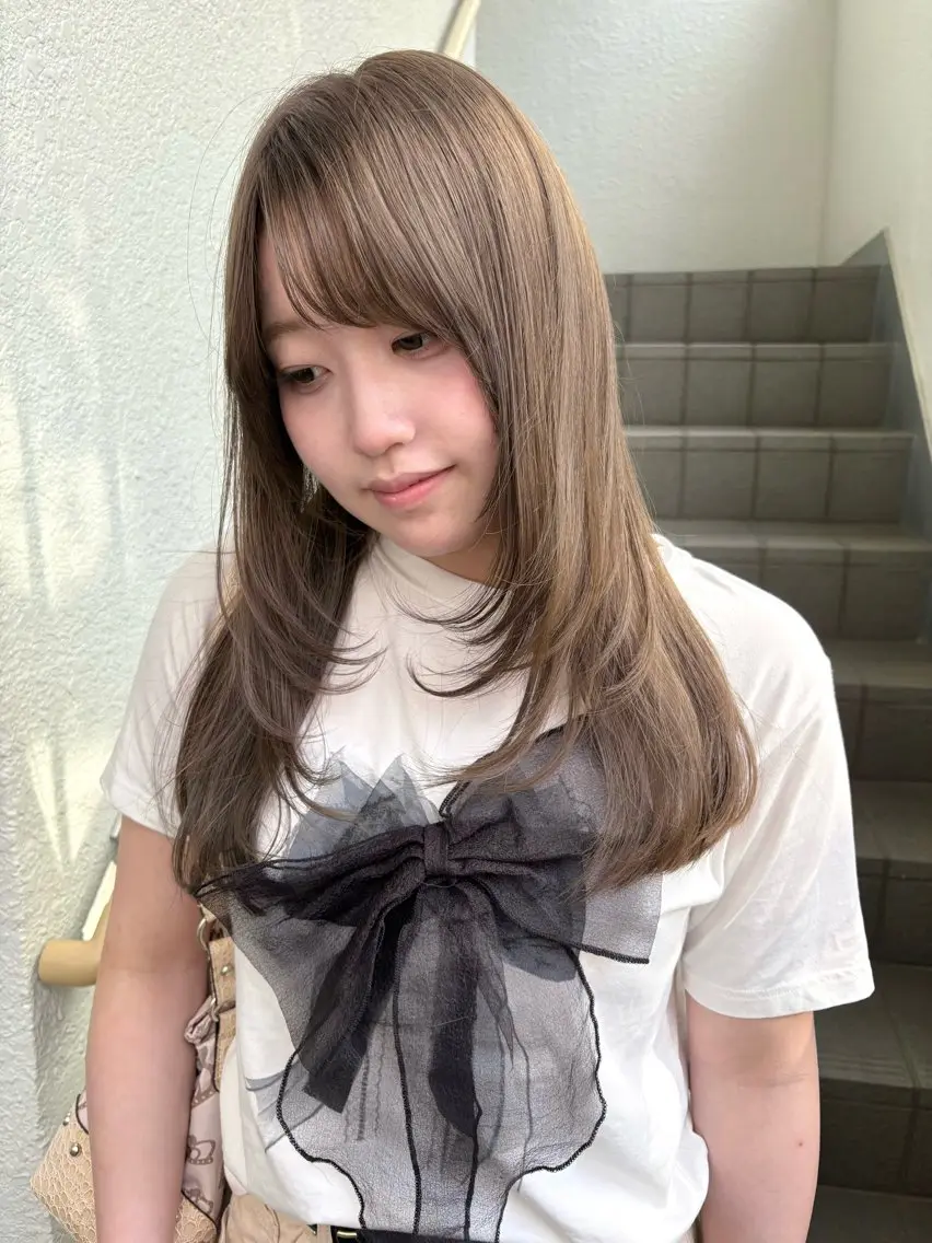 ロング カラー カット ヘアカラー レイヤーカット🍏 顔周りカット/ののかのヘアスタイル