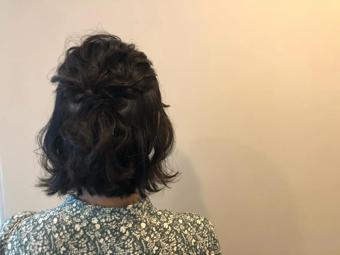 ミディアム ヘアアレンジ ハーフアップ Hair&Make Nahoのマツエク・マツパデザイン