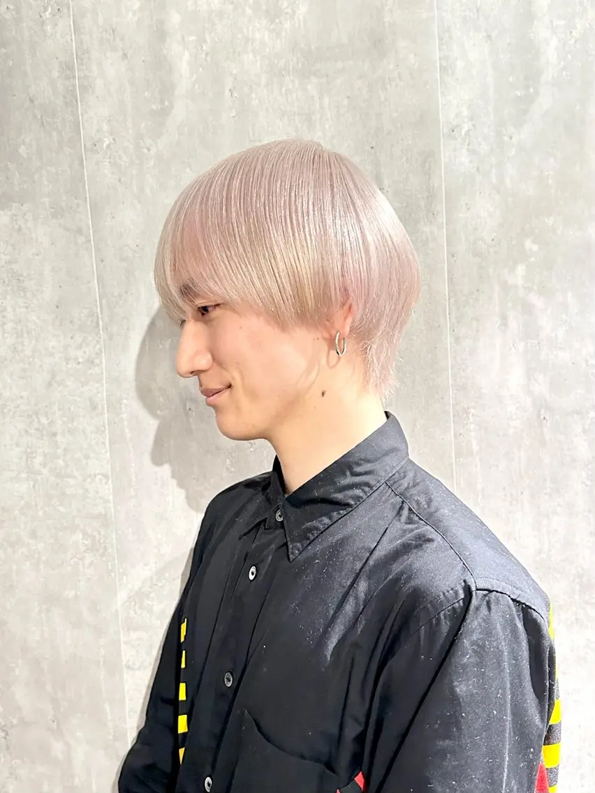メンズ メンズブリーチ メンズハイトーン マッシュウルフ マッシュ メンズパーマ カット ヘアカラー 骨格補正施術/メンズ 専門美容師/YUYAのヘアスタイル