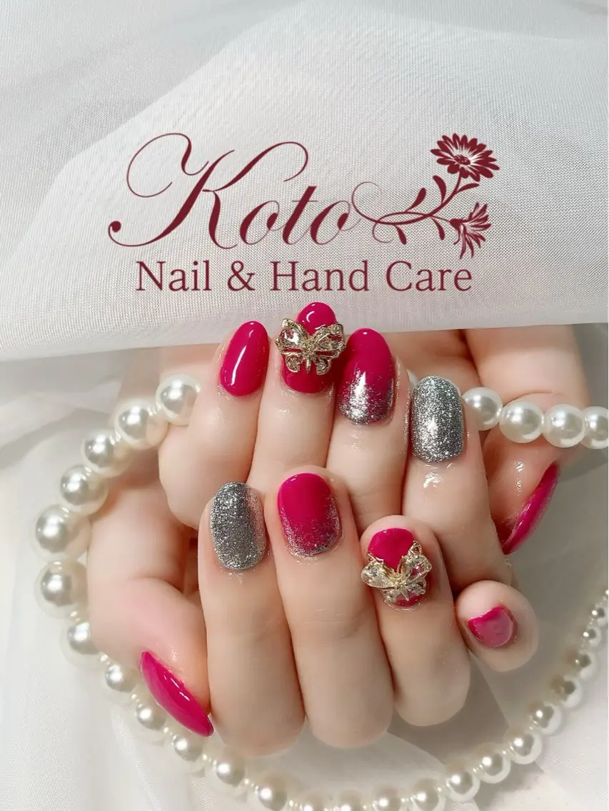 ネイル 長さ出し ジェルネイル 持ち込み ニュアンスネイル 赤色 ハンドネイル Nail Salon KOTOのネイルデザイン