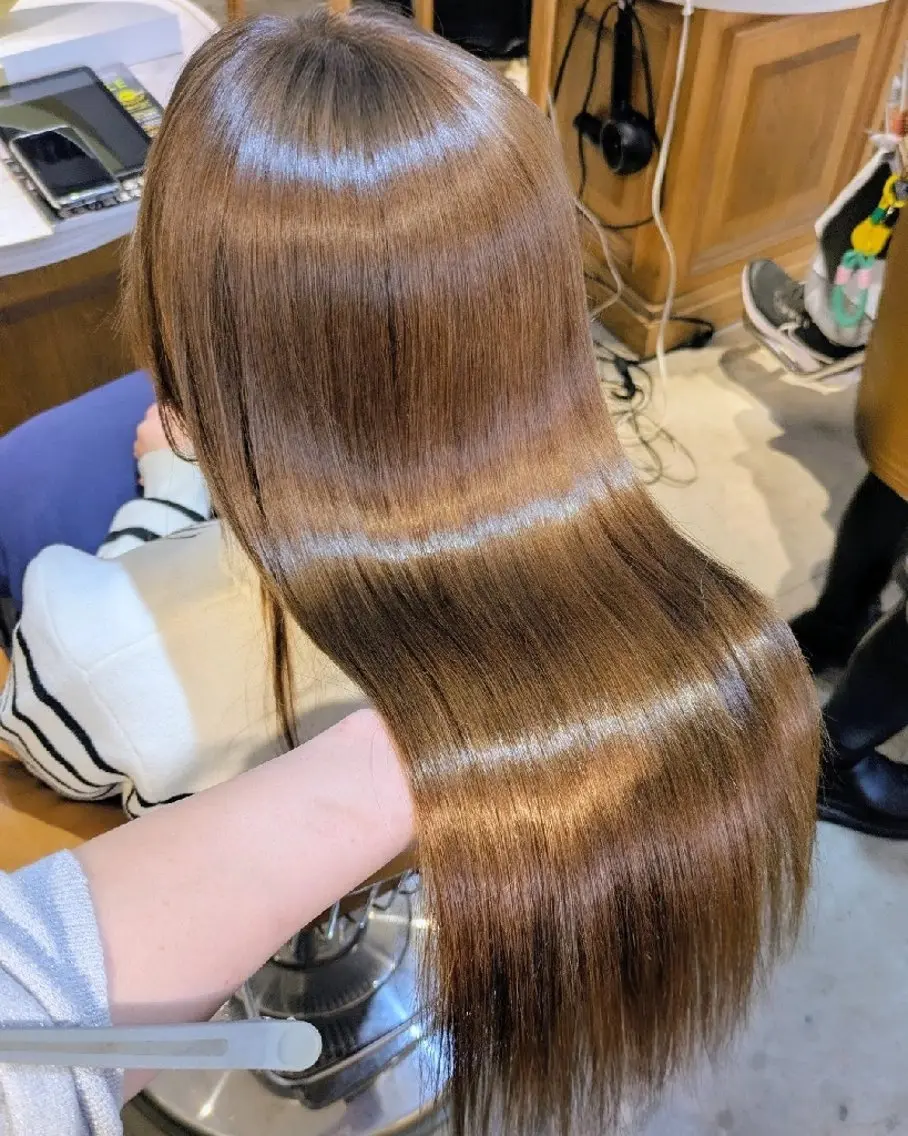 ロング カット 縮毛矯正 トリートメント 縮毛矯正/レイヤー 💎やまもとちひろのヘアスタイル