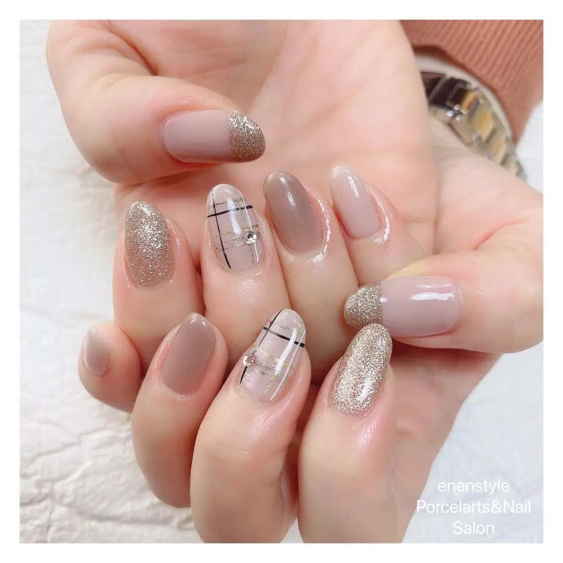 ミディアム ネイル ハンドネイル 🐾enen style 🐾のネイルデザイン