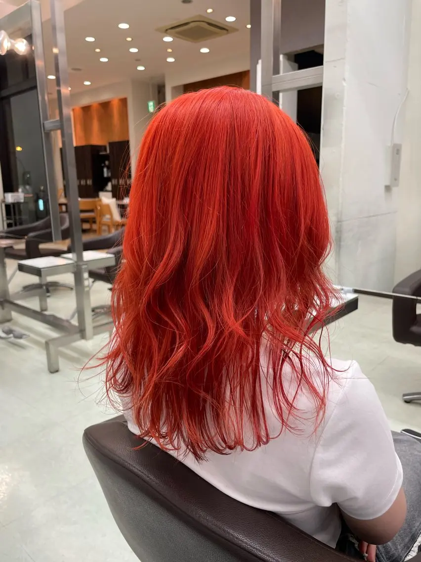 セミロング カラー ブリーチ オレンジ ✨似合わせ特化美容師 WILL上村　拳吾のヘアスタイル