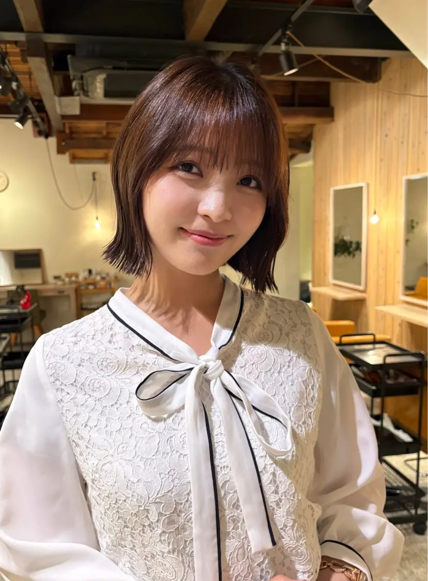 ミディアム 切りっぱなしボブ/ 三瀬翔のヘアスタイル
