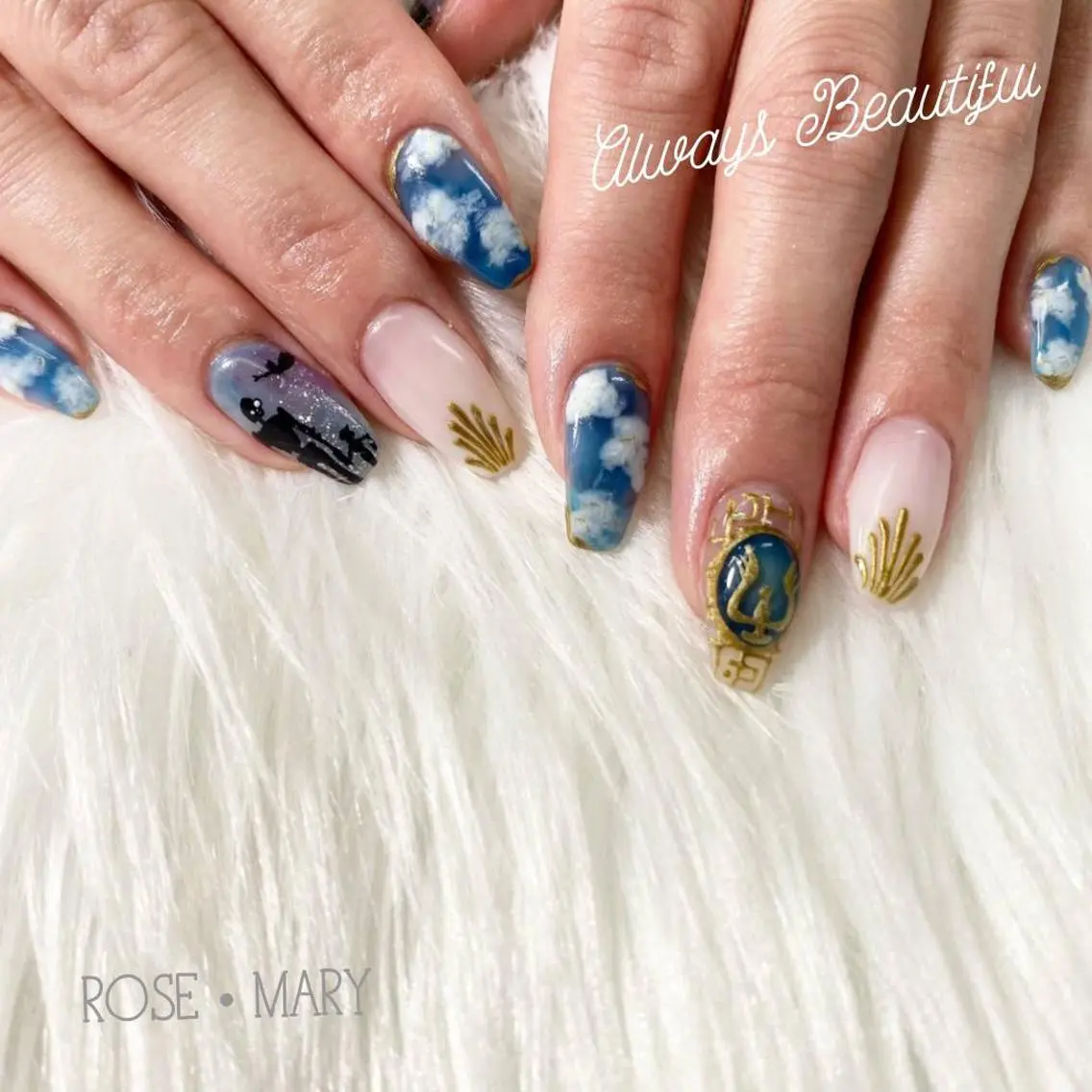 セミロング ネイル ハンドネイル ROSE・ MARY 鈴木のネイルデザイン