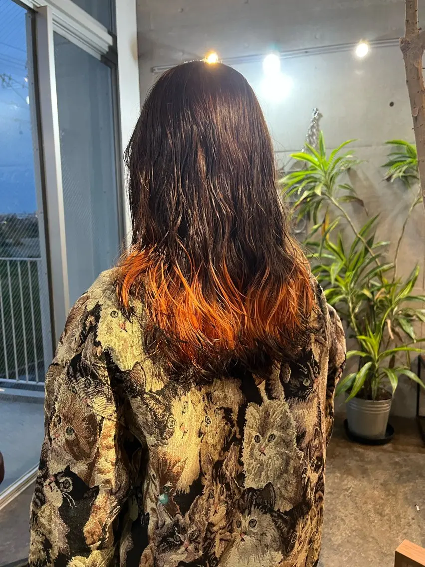 ロング カラー ヘアアレンジ ブリーチ 狐カラー カット ヘアカラー 大林 エリコのヘアスタイル