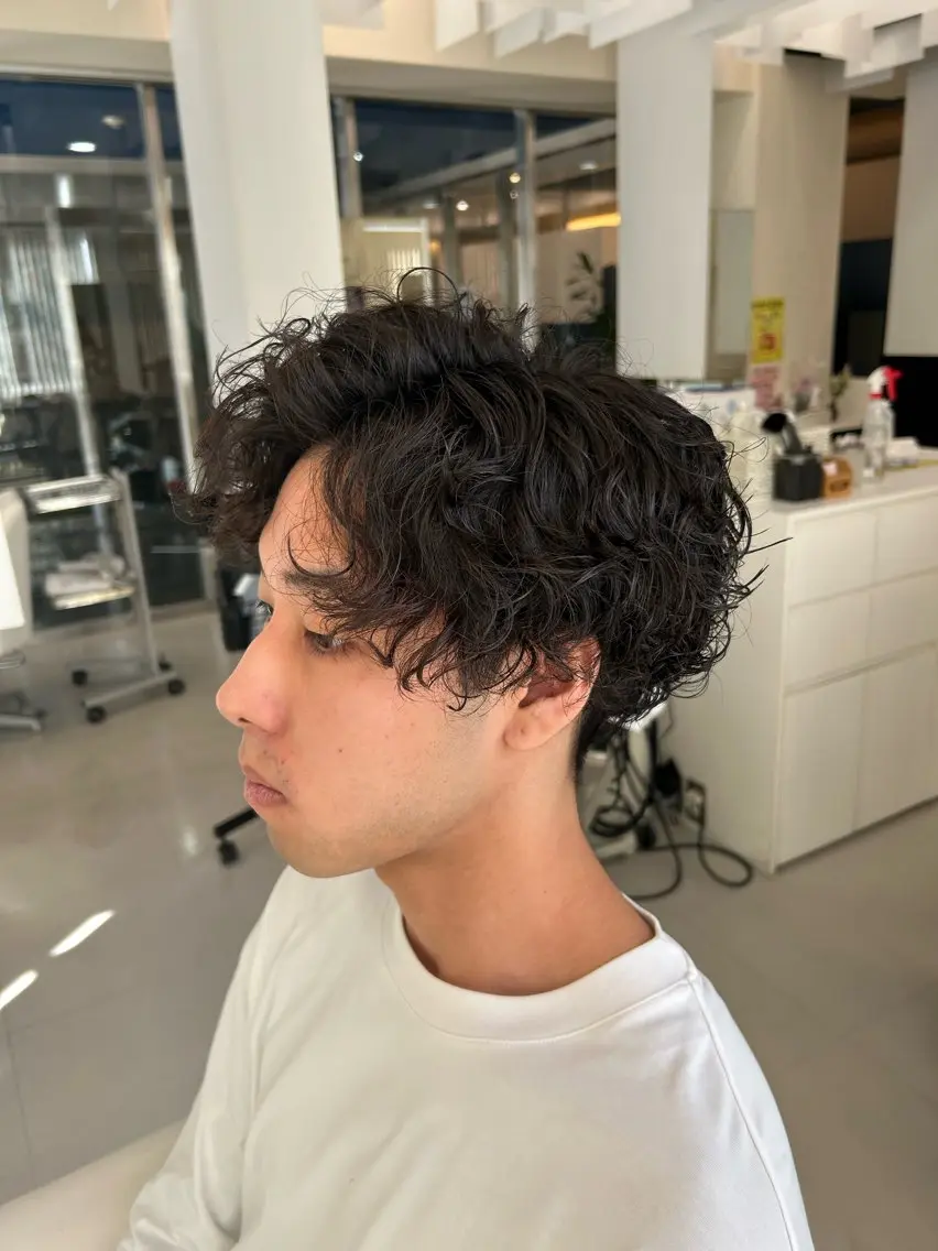 パーマ メンズ マッシュ メンズパーマ 河田 日和のヘアスタイル