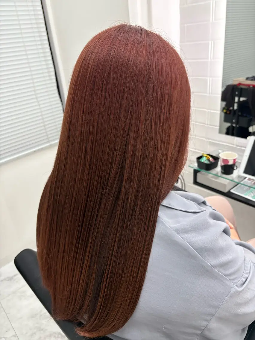 セミロング オレンジブラウン カット ヘアカラー トリートメント 髪質改善サロン🫧 セキチサトのヘアスタイル