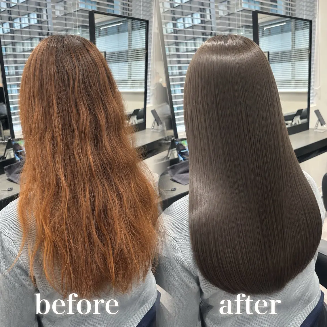 ロング カラー カット ヘアカラー 縮毛矯正 トリートメント ブリーチ縮毛矯正飛我 韓国ヘア🫧のヘアスタイル