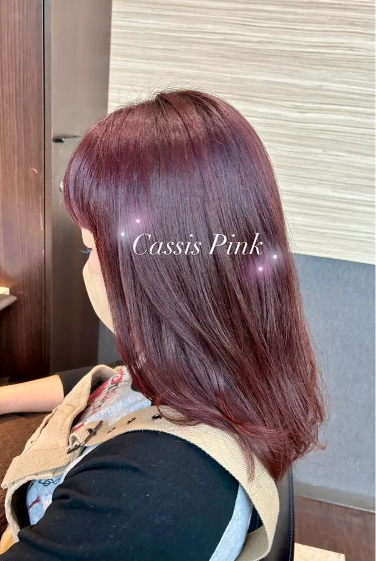 カラー ブリーチ カシス ブリーチなしカラー ⭐️似合わせアップ ⭐️並木奏絵のヘアスタイル