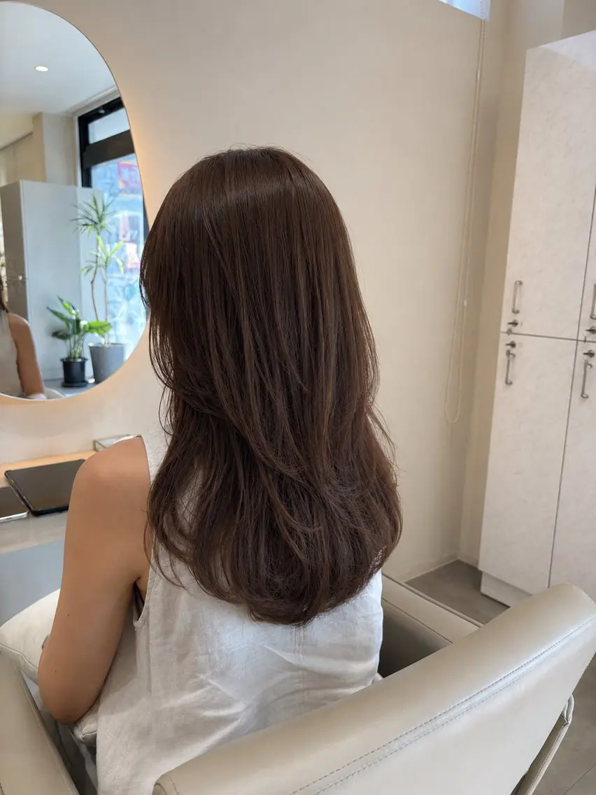 ロング カラー アッシュ アッシュブラウン ブラウンカラー 透明感カラー レイヤーカット カット ヘアカラー レイヤー/メンズ /パーマ/佐藤のヘアスタイル
