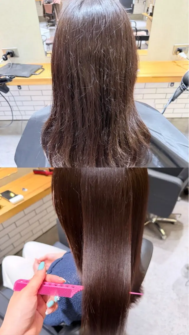 ロング 縮毛矯正 フジモト カリンのヘアスタイル