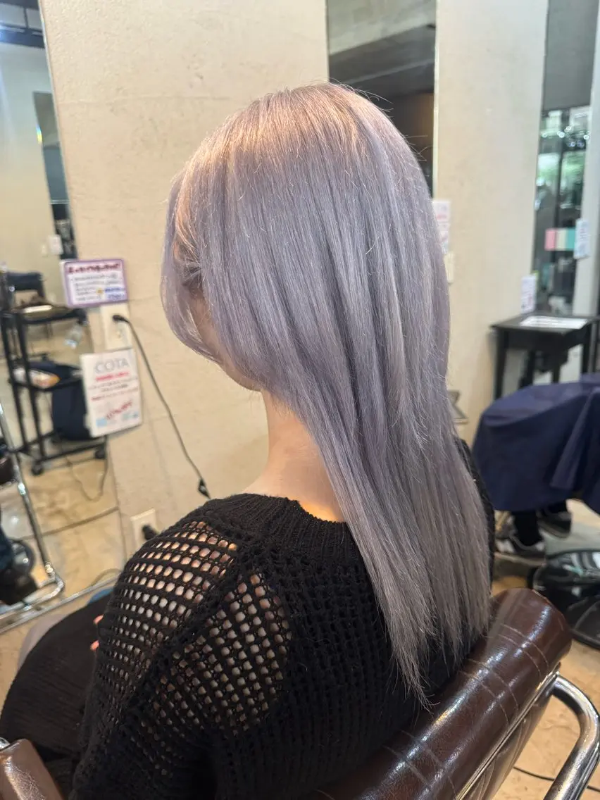カラー 髪質改善カラー透明感 ダブルカラー幕田のヘアスタイル