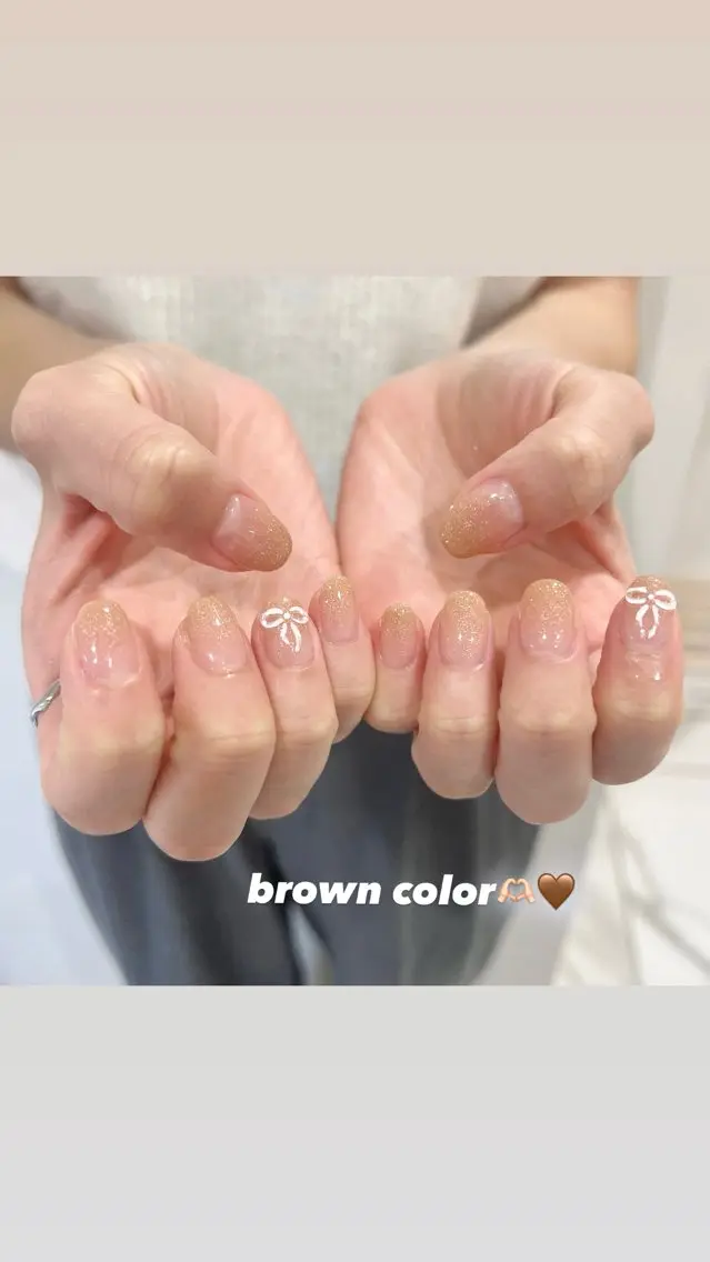 ネイル アートネイル リボン ハンドネイル 🎀チーク/ちゅるん 🫧chisa🎀のネイルデザイン