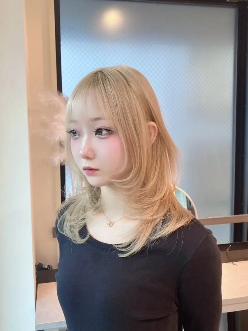 ミディアム ヘアカラー ミルクティー/韓国ヘ アHaruka🎀のヘアスタイル