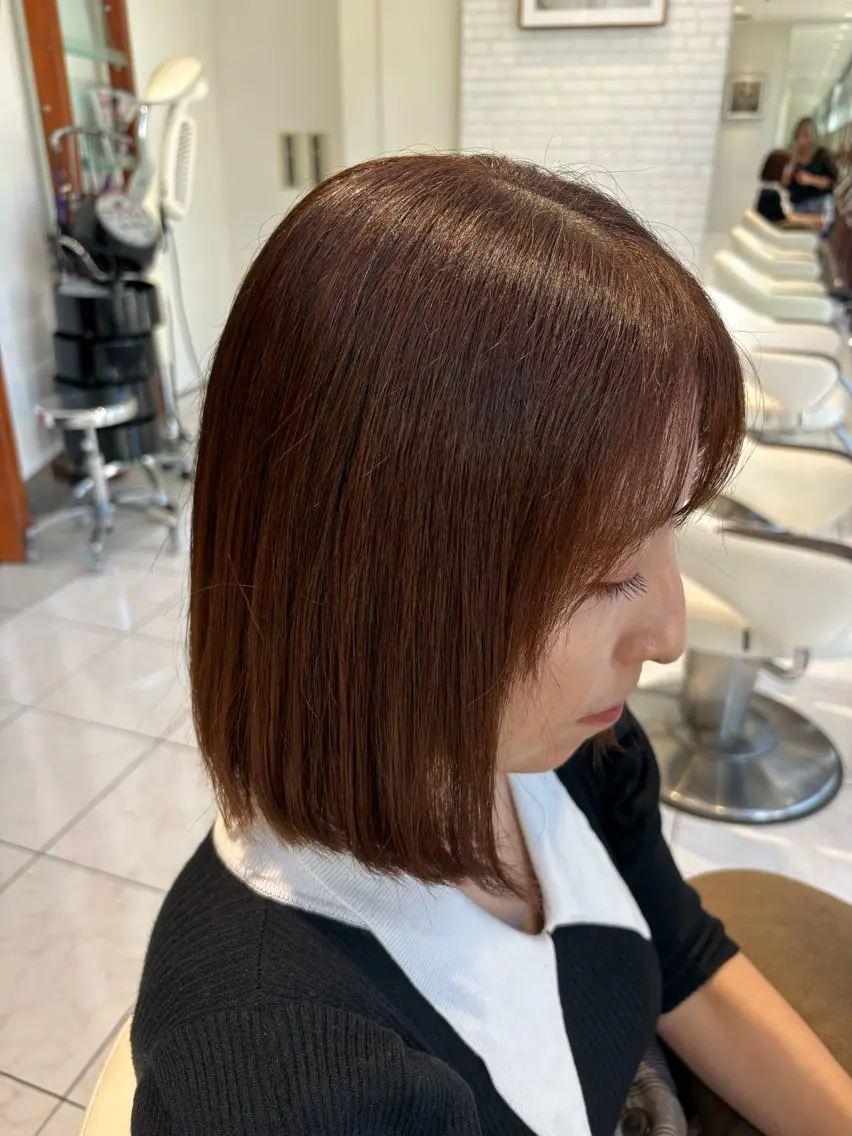 ショート カラー AYANO艶カラー/ サラツヤ縮毛矯正のヘアスタイル