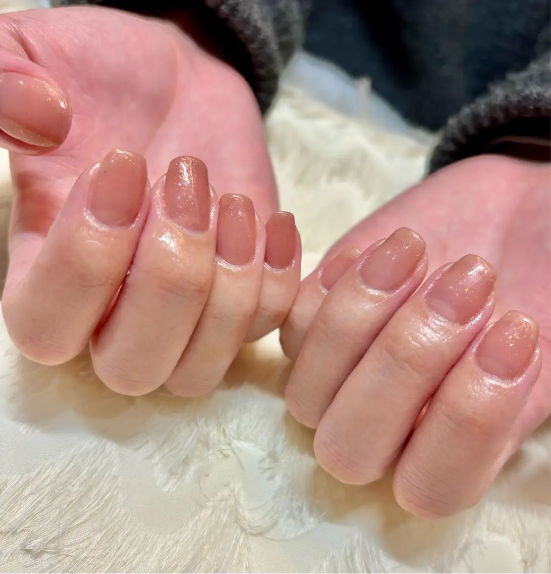ネイル ブラウン ワンカラーネイル ハンドネイル パラスパガーデン ♡齊藤歩のネイルデザイン