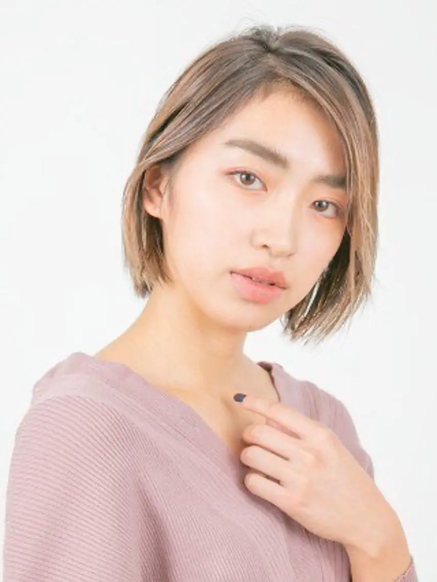 ショート カラー 丸みショート ボブ ショートヘア 小顔カット 縮毛矯正 💎ハイライトカラー /髪質改善カラー💎のヘアスタイル