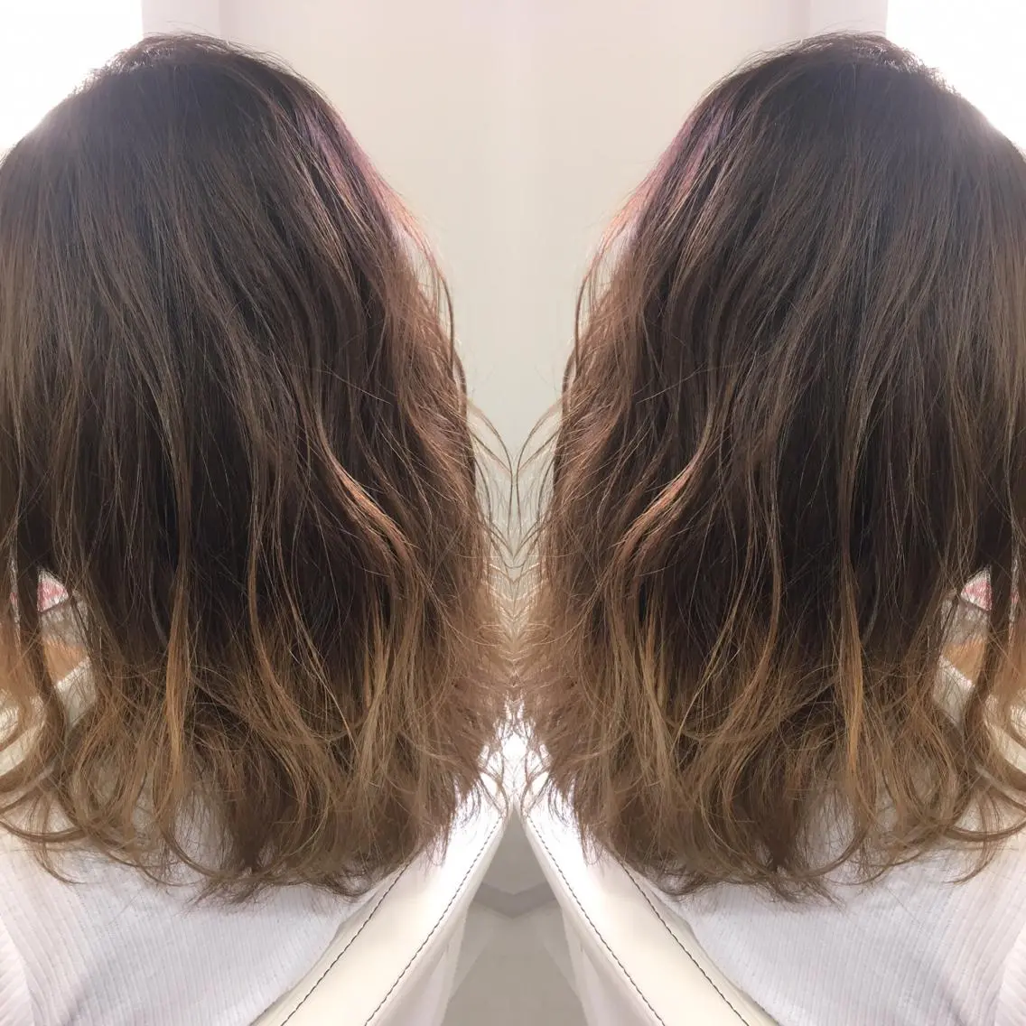 ミディアム セミロング ロング カラー 髪質改善 中川 翔のヘアスタイル