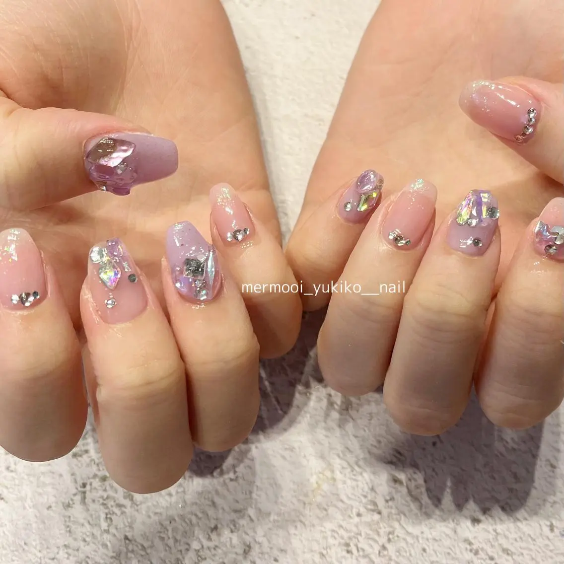 ネイル アートネイル オーロラネイル ジェルネイル 韓国ネイル パラジェル mermooi nailのネイルデザイン