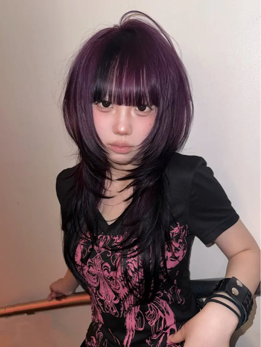 ロング カラー ハッシュカット カット ヘアカラー トリートメント ヘッドスパ ヘアセット HARUNA/原宿/ デザイン/カットのヘアスタイル
