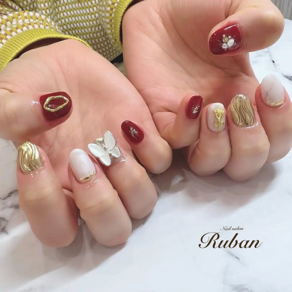 ネイル ボルドー 成人式 冬ネイル Nail salon Rubanのネイルデザイン