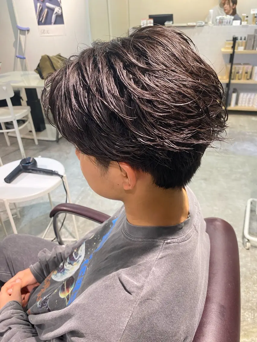 ショート パーマ メンズ フェザーパーマ メンズパーマ カット パーマ パーマ特化/フェザー パーマシャドウ/真生のヘアスタイル