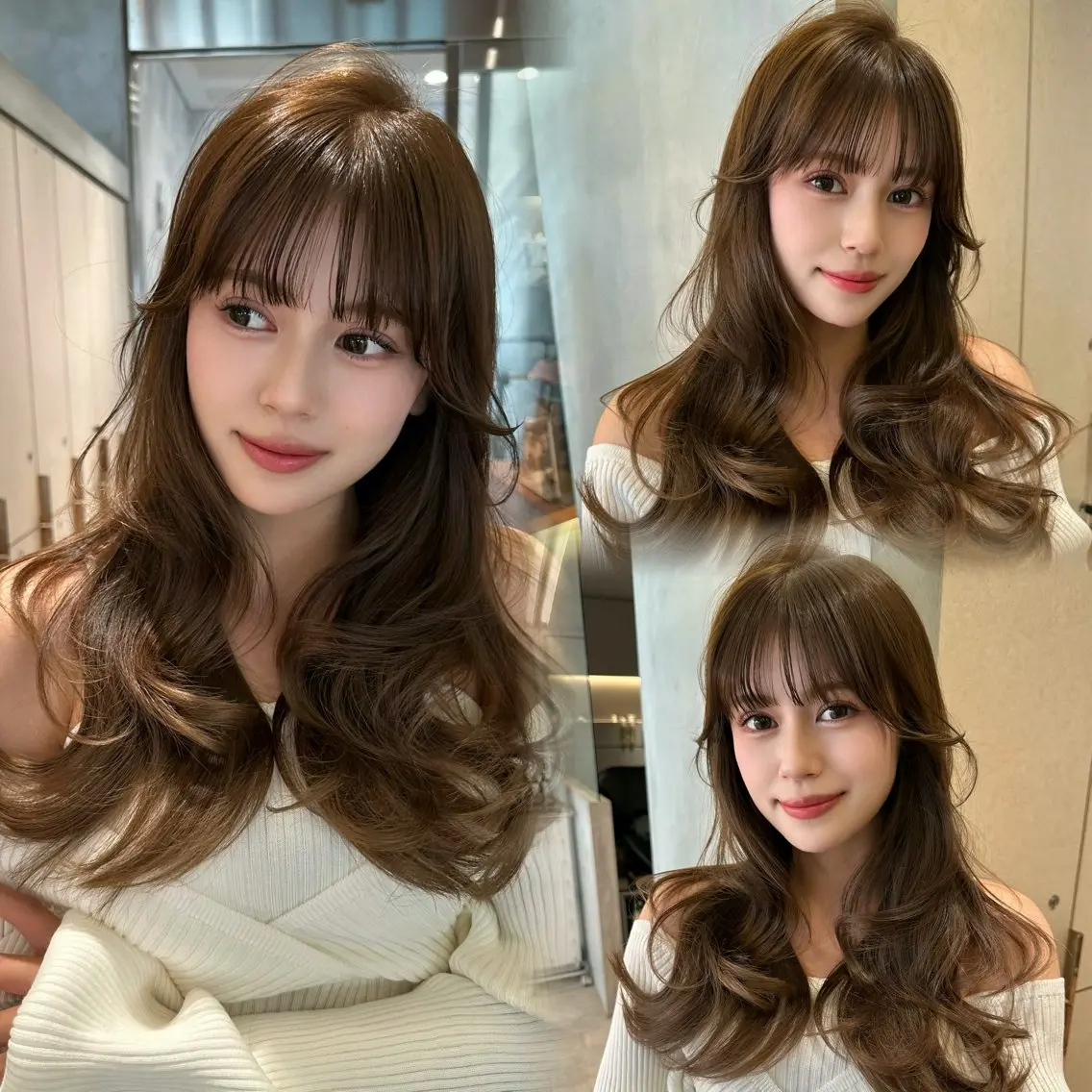 セミロング 顔周りカット 韓国風ヘア レイヤーカット シースルーバング 小顔カット カット ヘアカラー トリートメント ヘアセット 銀座副店長/レイヤー /髪質改善/田島のヘアスタイル