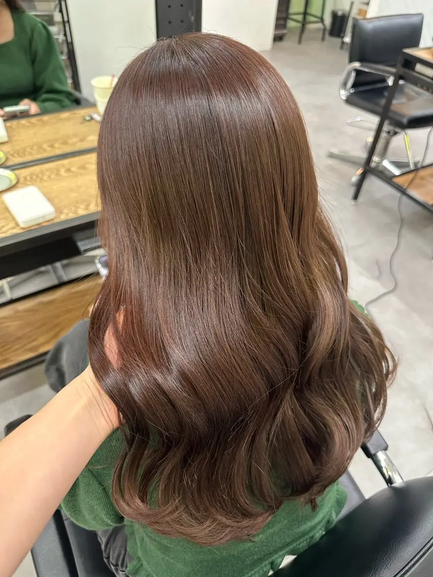 セミロング ヘアカラー トリートメント 大井 あんずのヘアスタイル